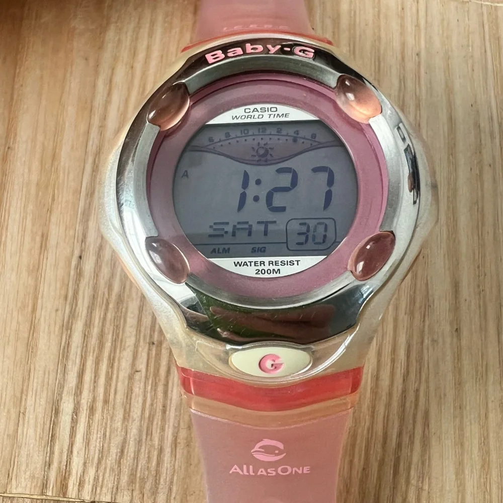 RARE CASIO BABY-G dolphin & whale eco-research pink Digital watch NEW BATTERY